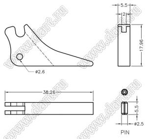 CP-72 выталкиватель платы; полиоксиметилен POM (UL); черный