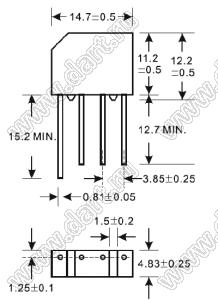 KBP02 мост диодный; 200В; 1,5А