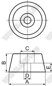 NF-046 ножка приборная; 22,0x14,0мм; резина; черный