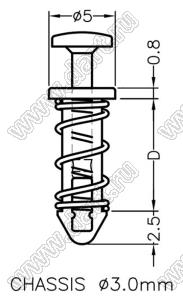 SRMK-11.5 пистон монтажный подпружиненный; D=11,5мм; нейлон-66 (UL); черный