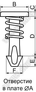 HSR-39 пистон монтажный подпружиненный; нейлон-66 (UL); A=2.3мм; D=12,7мм; черный