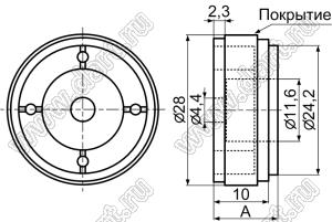 RS-28N(RU) ножка для Hi-Fi аппаратуры; 28,0x10,7мм; пластик ABS; подкладка=резина; черный