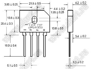 GBU1510 мост диодный; 1000В; IF(AV)=15А