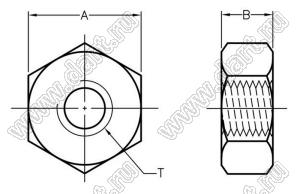 M-2.6 гайка; M2.6x0.45P; A=5,0мм; B=2,0мм; поликарбонат PC (UL); натуральный