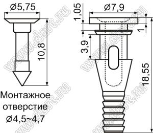 FSP-4 пистон монтажный для вентиляторов противошумный; нейлон-66 (UL) + термопластичный эластомер TPE; черный