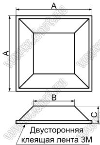 SF-017 ножка приборная, усеченная пирамида, самоклеящаяся; A=12,5мм; B=9,7мм; C=3,5мм; резина; черный