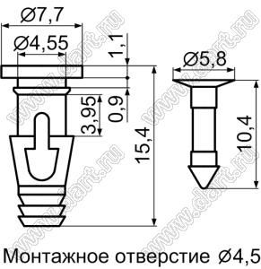 FSP-9TP(65) пистон монтажный для вентиляторов противошумный; нейлон-66 (UL) + термопластичный полиуретан TPU; черный