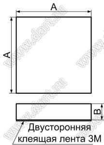 SF-003 ножка приборная квадратная; 12,0x12,0x5,0мм; резина; черный