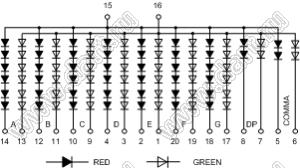 BJ30101DEG индикатор светодиодный сегментный; 3,0"; 1-разр.; 7-сегм.; оранжевый/зеленый; общий анод; 110,0x70,0мм