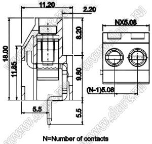 SH143-7.62-03P колодка клеммная; 7.62мм; 3-конт.; AWG=26-12; I max=22А