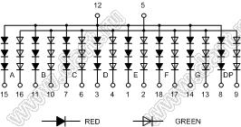 BJ18102FHG индикатор светодиодный; 1.8"; 1-разр.; 7-сегм.; красный/желто-зеленый; общий анод