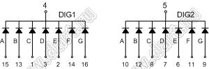 BJ3201CG индикатор светодиодный; 0.3"; 2-разр.; 7-сегм.; желто-зеленый; общий катод