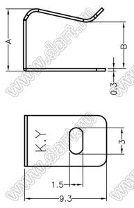 TRMC-123 фиксатор транзистора; A=7,1мм; B=5,3мм; сталь нержавеющая