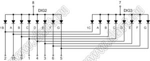 BJ4352BPG индикатор светодиодный; 0.45"; 2,5-разр.; 7-сегм.; зеленый; общий анод