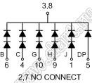 BJ18103AY индикатор светодиодный; 1.8"; 1-разр.; 9-сегм.; желтый; общий катод