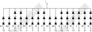 BJ12103AB индикатор светодиодный; 1.2"; 1-разр.; 16-сегм.; синий; общий катод