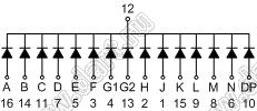 BJ3194AB индикатор светодиодный; 0.39"; 1-разр.; 14-сегм.; синий; общий катод