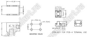 PCB-21(4.4) терминал винтовой для пайки в печатную плату; латунь луженая + нейлон-66 (UL); черный