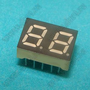 BJ2281CPG индикатор светодиодный; 0.28"; 2-разр.; 7-сегм.; зеленый; общий катод