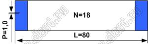 BLFPC P1,0 18PIN 80mm шлейф плоский, шаг 1,0мм 18 жил длина 80мм, контакты на одной поверхности