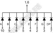 BJ3104AH индикатор светодиодный; 0.31"; 1-разр.; 7-сегм.; красный; общий катод