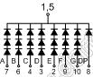 BJ18101AG индикатор светодиодный; 1.8"; 1-разр.; 7-сегм.; желто-зеленый; общий катод