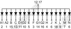 BJ8103DG индикатор светодиодный; 0.8"; 1-разр.; 16-сегм.; желто-зеленый; общий анод