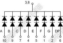 BJ12101EPG индикатор светодиодный; 1.2"; 1-разр.; 7-сегм.; зеленый; общий катод