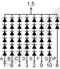 BJ30102AG индикатор светодиодный; 4"; 1-разр.; 7-сегм.; желто-зеленый; общий катод