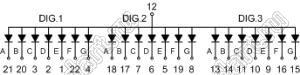 BJ3361DG индикатор светодиодный; 0.36"; 3-разр.; 7-сегм.; желто-зеленый; общий анод