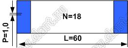 BLFPC P1,0 18PIN 60mm шлейф плоский, шаг 1,0мм 18 жил длина 60мм, контакты на одной поверхности