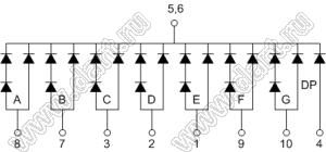 BJ10106KH индикатор светодиодный; 1"; 1-разр.; 7-сегм.; красный; общий катод