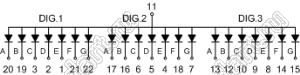 BJ4301BB индикатор светодиодный; 0.4"; 3-разр.; 7-сегм.; синий; общий анод