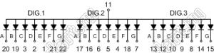 BJ4301BG индикатор светодиодный; 0.4"; 3-разр.; 7-сегм.; желто-зеленый; общий анод