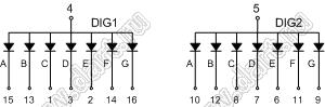 BJ3201DH индикатор светодиодный; 0.3"; 2-разр.; 7-сегм.; красный; общий анод