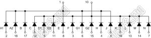 BJ8103EG индикатор светодиодный; 0.8"; 1-разр.; 16-сегм.; желто-зеленый; общий катод