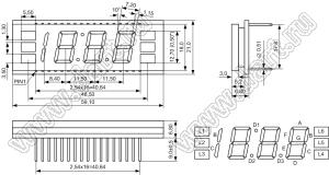 BJ40503DY индикатор светодиодный; 0.5"; 3,5-разр.; 7-сегм.; желтый; общий катод