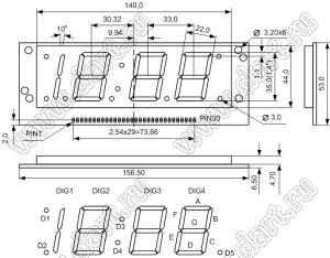 BJ41401JY индикатор светодиодный; 1.4"; 3,5-разр.; 7-сегм.; желтый; общий катод