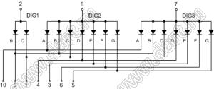 BJ4352DG индикатор светодиодный; 0.45"; 2,5-разр.; 7-сегм.; желто-зеленый; общий анод