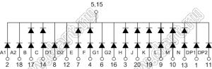 BJ10108AH индикатор светодиодный; 1"; 1-разр.; 16-сегм.; красный; общий катод