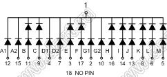 BJ15103AG индикатор светодиодный; 1.5"; 1-разр.; 16-сегм.; желто-зеленый; общий катод