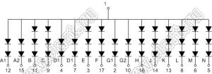 BJ12103BE индикатор светодиодный; 1.2"; 1-разр.; 16-сегм.; оранжевый; общий анод