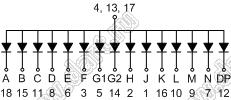 BJ3193BB индикатор светодиодный; 0.39"; 1-разр.; 14-сегм.; синий; общий анод