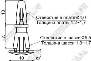 PCBS-12 фиксатор платы с двумя защелками; A=12,7мм; нейлон-66 (UL); натуральный