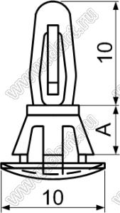 RCFL-4.8 фиксатор платы с двумя защелками; A=4,8мм; dп=4,0мм; s=1,6мм; d отв.=6,0мм; t=0,8...1,2мм; нейлон-66 (UL); натуральный