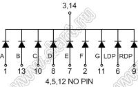 BJ3101EH индикатор светодиодный; 0.3"; 1-разр.; 7-сегм.; красный; общий катод