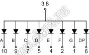 BJ3191BG индикатор светодиодный; 0.39"; 1-разр.; 7-сегм.; желто-зеленый; общий анод