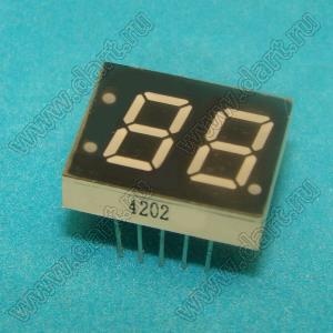 BJ4202DY индикатор светодиодный; 0.4"; 2-разр.; 7-сегм.; желтый; общий анод