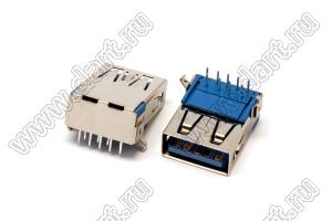 US01-646 розетка USB3.0 на плату для выводного монтажа угловая горизонтальная тип A