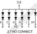 BJ18103BE индикатор светодиодный; 1.8"; 1-разр.; 9-сегм.; оранжевый; общий анод